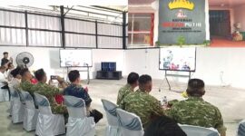 Kepala Desa (Jaro) Ruguk, Saiful bersama Wabup Lamsel dan Forkopimda serta Forkopimcam ketika mengikuti zoom meeting peresmian operasionalisasi 1.061 KDKMP