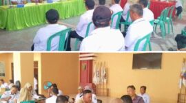 Tim Monev Kecamatan Sragi saat melakukan pemeriksaan kelengkapan dokumen realisasi penggunaan dana desa di Desa Sumber Agung dan Sumber Sari.