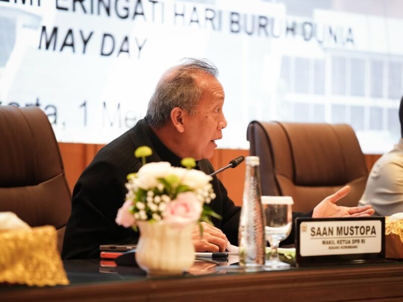 Wakil Ketua DPR RI Saan Mustopa saat memimpin audiensi reforma agraria bersama aliansi buruh dan masyarakat sipil di Gedung Nusantara