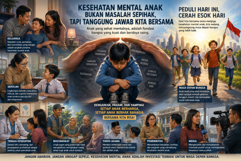Ilustrasi penanganan kesehatan mental anak yang membutuhkan perhatian serius dari seluruh elemen masyarakat demi menyongsong masa depan bangsa