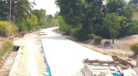 Pengerjaan pembangunan cor beton lanjutan Jalan Sunardi sepanjang 265 meter telah rampung dikerjakan oleh TPK Desa Bangun Rejo